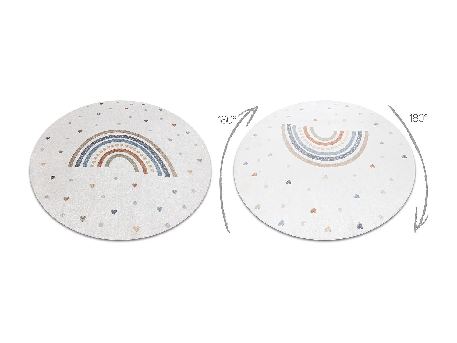 Tapijt BONO 8302 cirkel Regenboog, harten crème/bruin cercle 140 cm