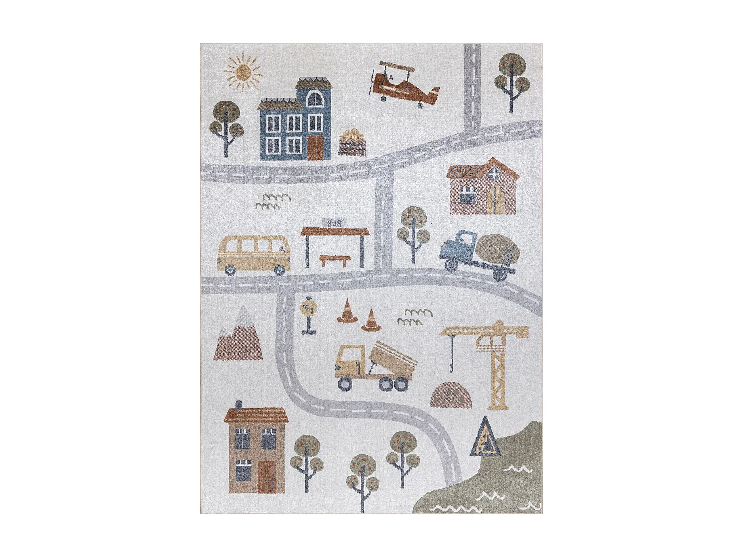 Tapijt BONO 9207 straten, stad, bouwplaats room / lichtgrijs 120x170 cm