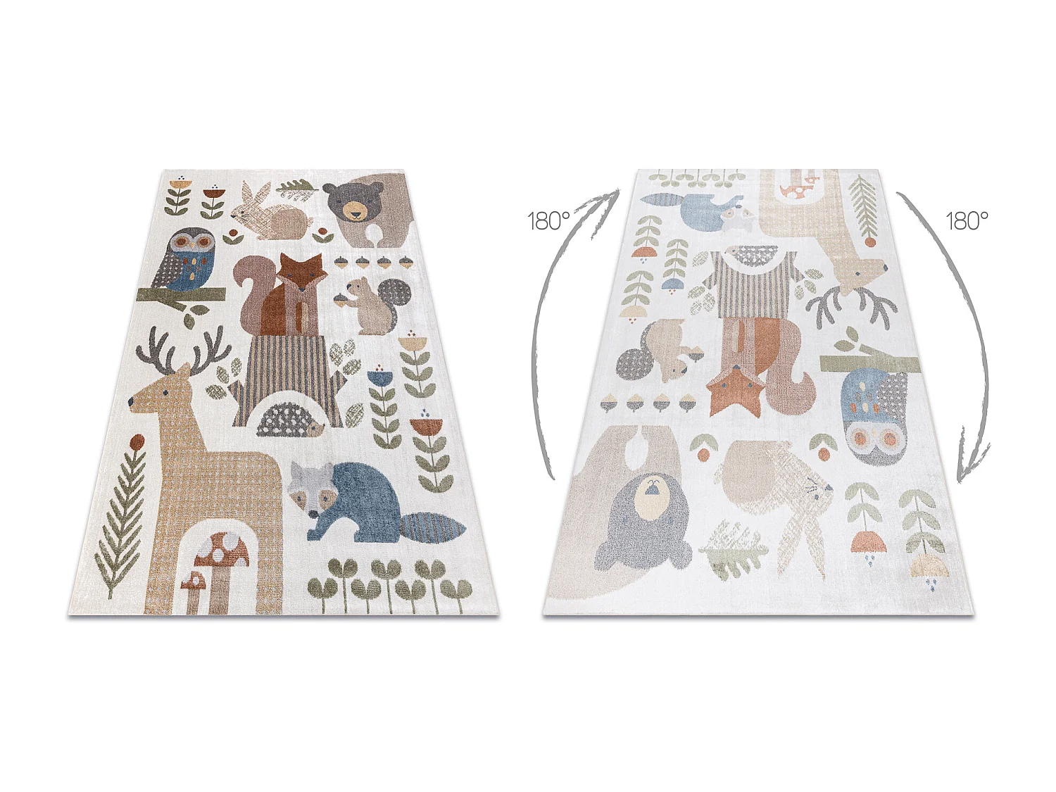 Tapis BONO 8425 Animaux de la forêt crème/marron 180x270 cm