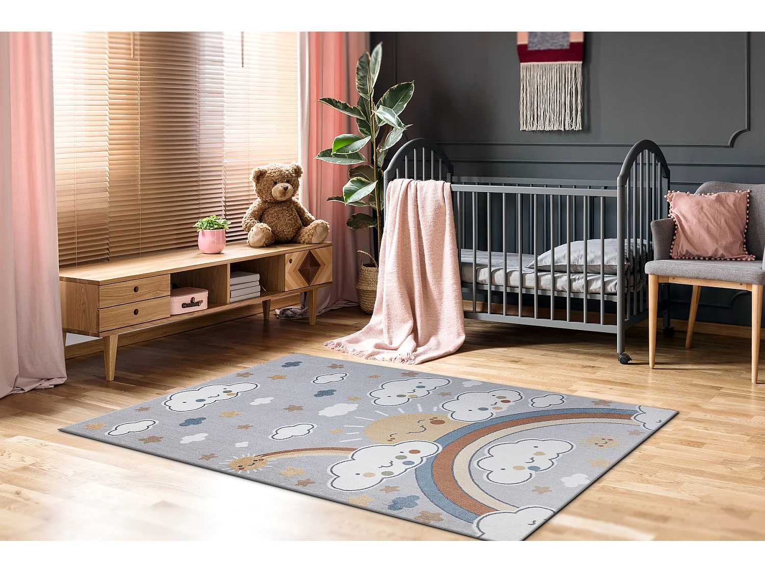 Tapis BONO 8437 Des nuages, ciel, gris clair / crème 160x220 cm