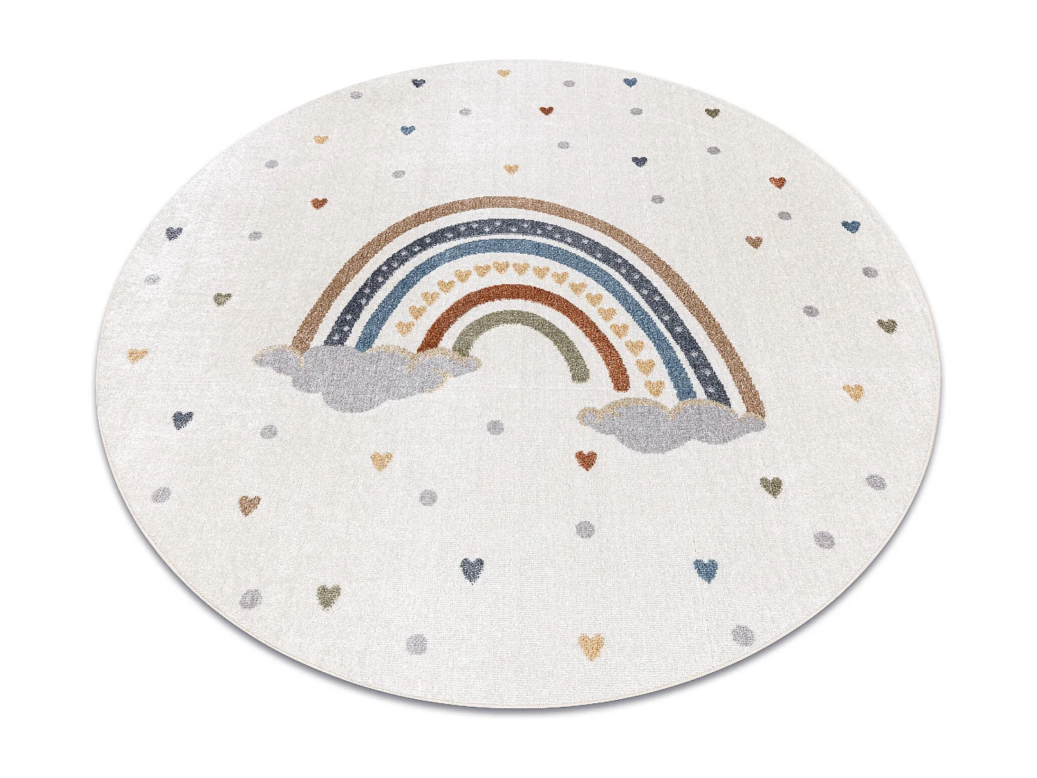 Tapijt BONO 724 cirkel RAINBOW HEART crème/lichtgrijs cercle 120 cm
