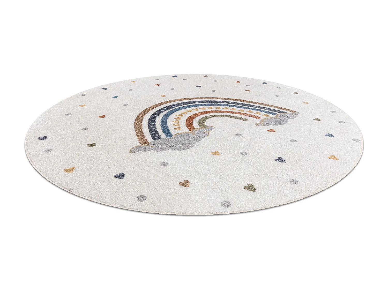 Teppich BONO 724 Kreis RAINBOW HEART creme / hellgrau cercle 120 cm
