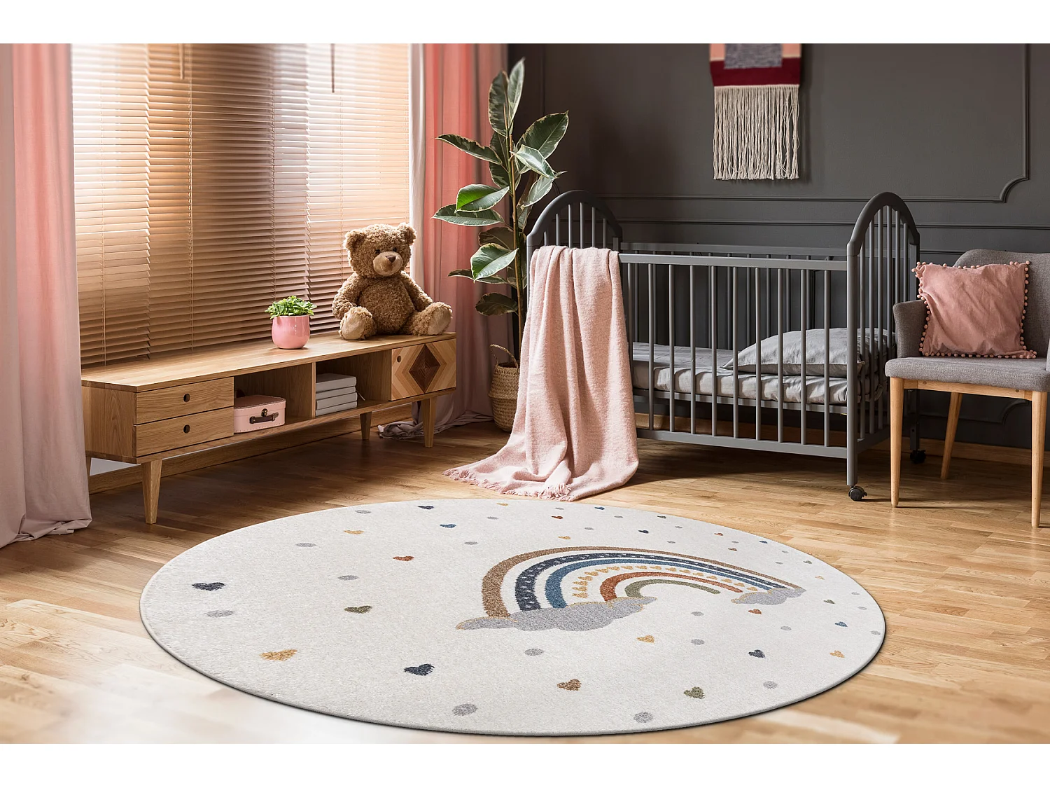 Teppich BONO 724 Kreis RAINBOW HEART creme / hellgrau cercle 120 cm