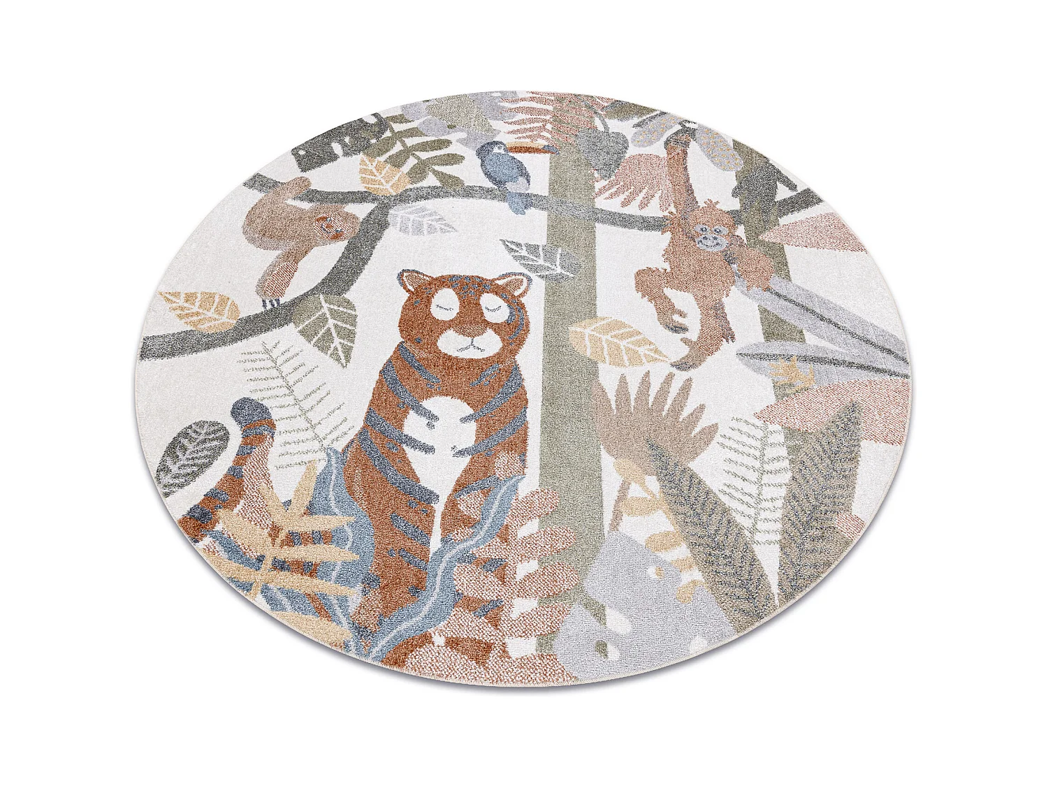 Tapis BONO 8426 cercle Jungle, animaux sauvages crème / or foncé cercle 160 cm