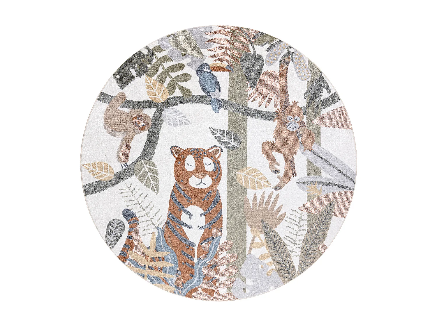 Tapis BONO 8426 cercle Jungle, animaux sauvages crème / or foncé cercle 160 cm