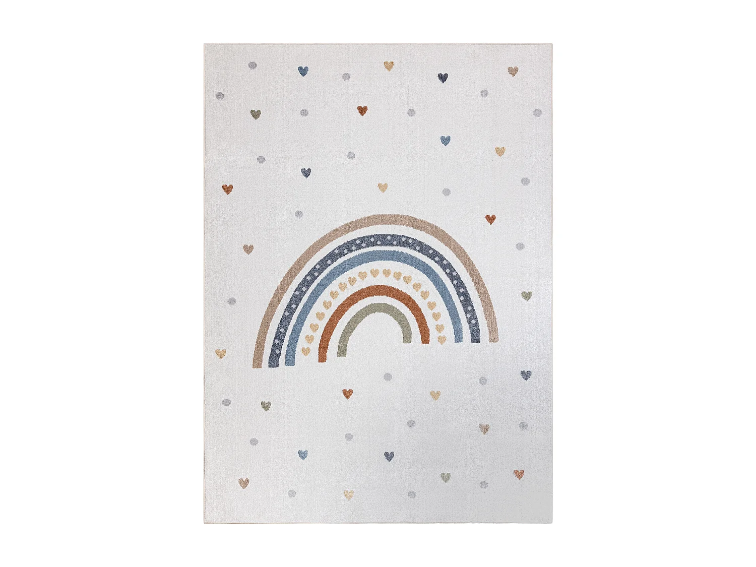 Tapis BONO 8302 Arc-en-ciel, coeurs crème / marron 140x190 cm
