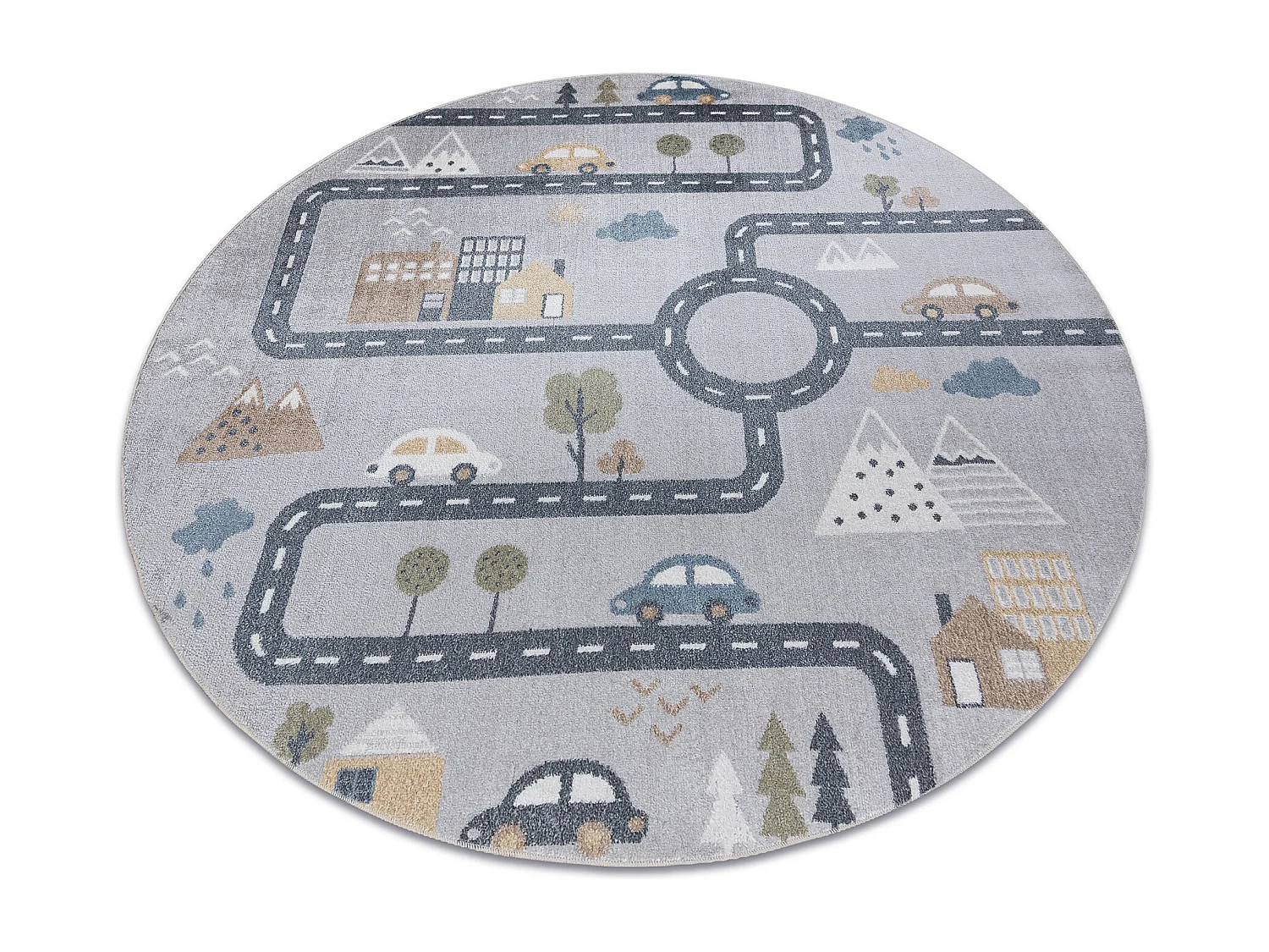 Tapis BONO 726 cercle rue, ville gris clair/crème cercle 100 cm