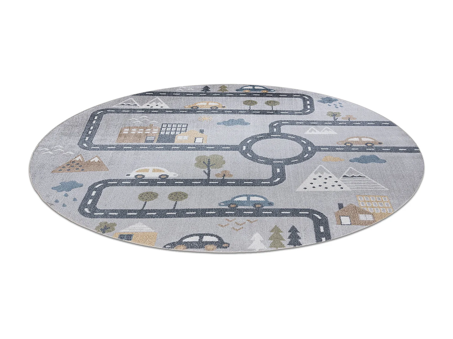 Tapis BONO 726 cercle rue, ville gris clair/crème cercle 100 cm
