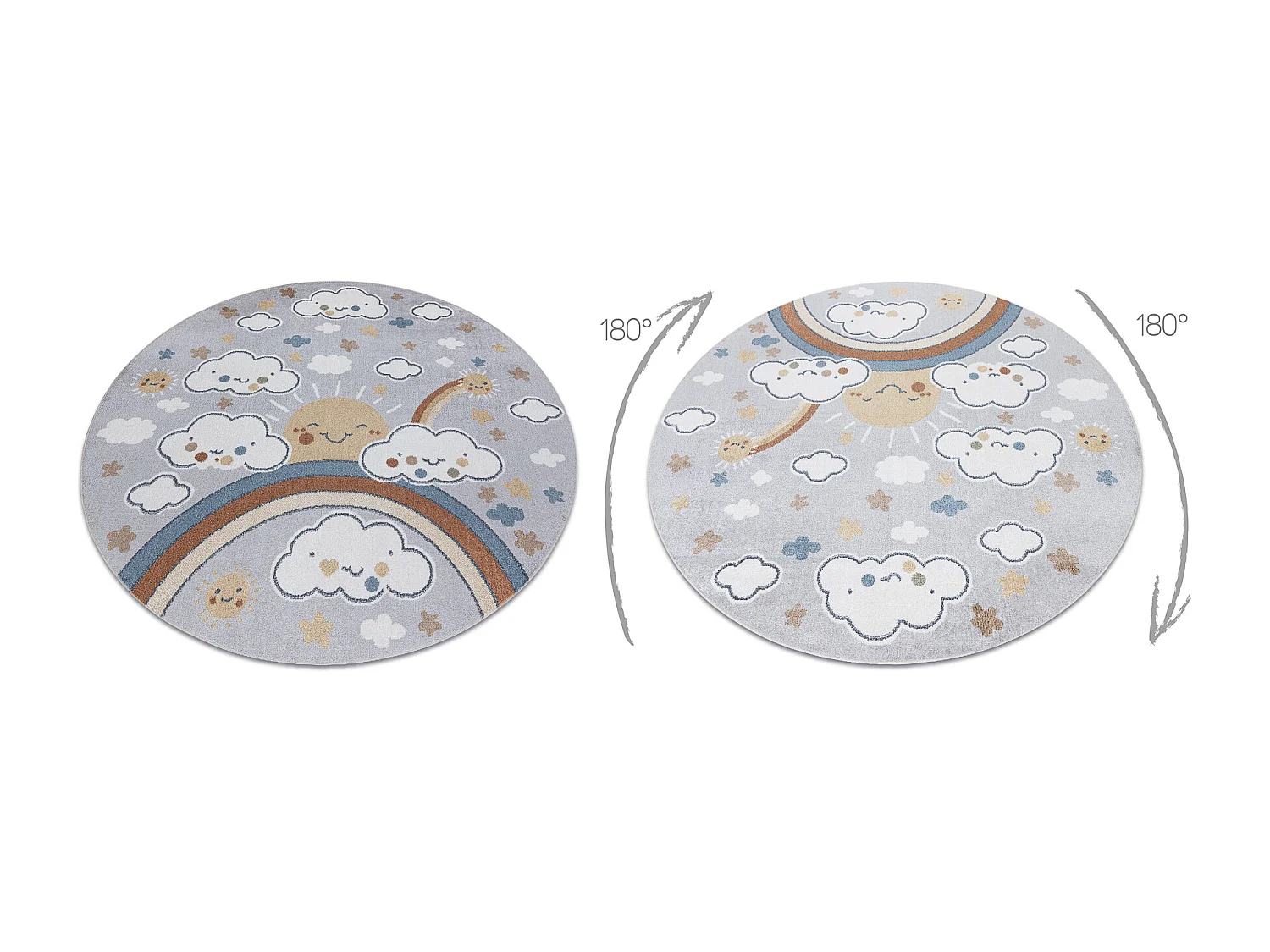 Tapijt BONO 8437 cirkel Wolken, lucht, lichtgrijs / room cercle 160 cm