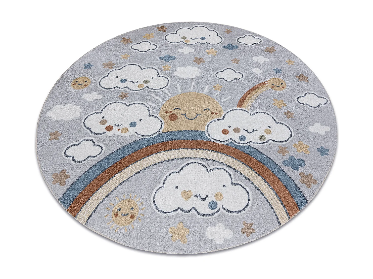 Tapis BONO 8437 cercle Des nuages, ciel, gris clair / crème cercle 160 cm