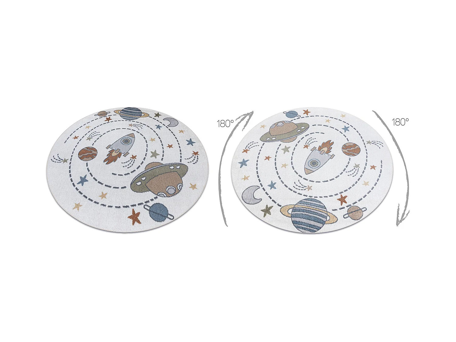 Tapis BONO 8288 cercle Espace, planètes crème / anthracite cercle 200 cm