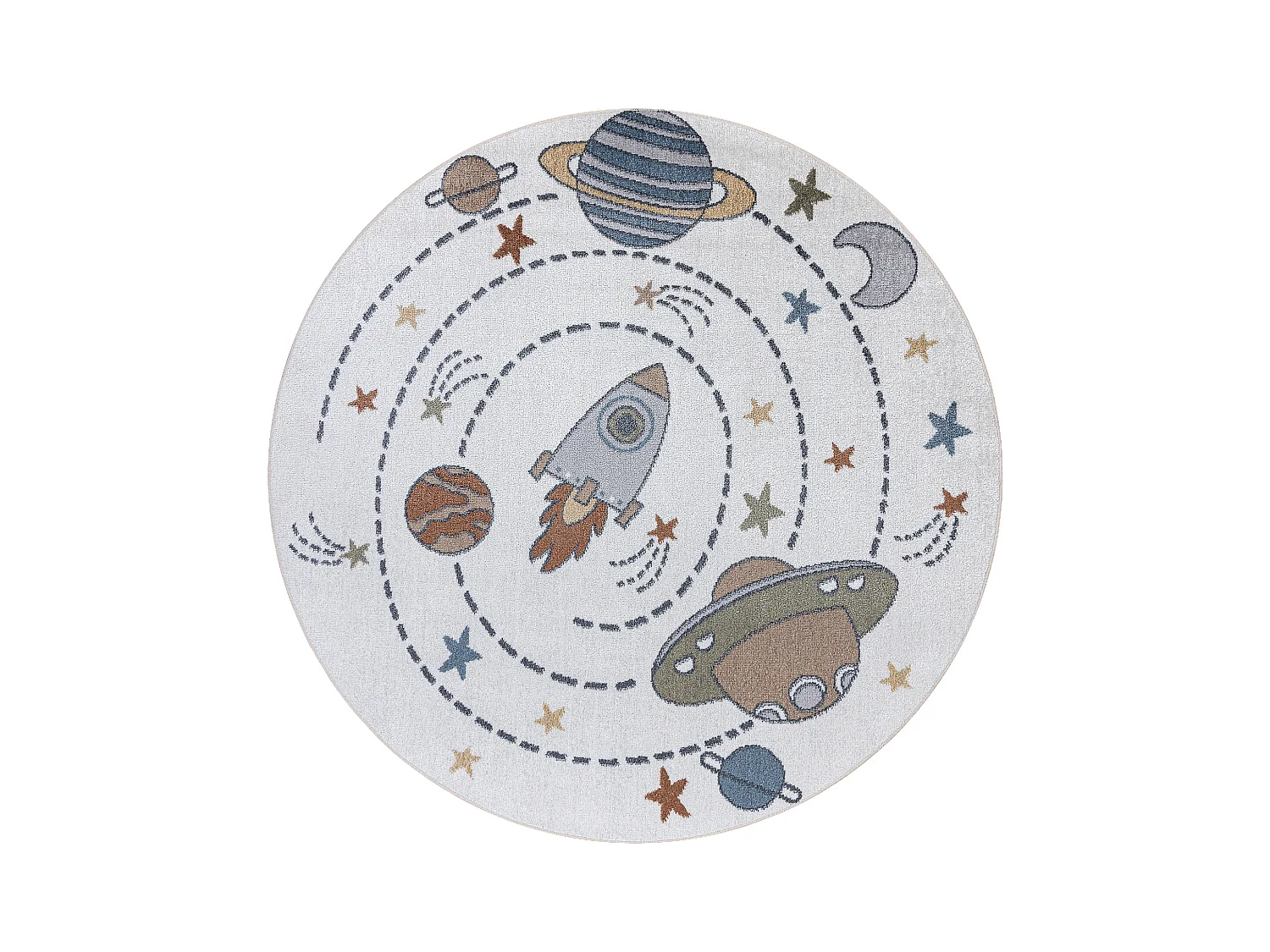 Tapis BONO 8288 cercle Espace, planètes crème / anthracite cercle 200 cm