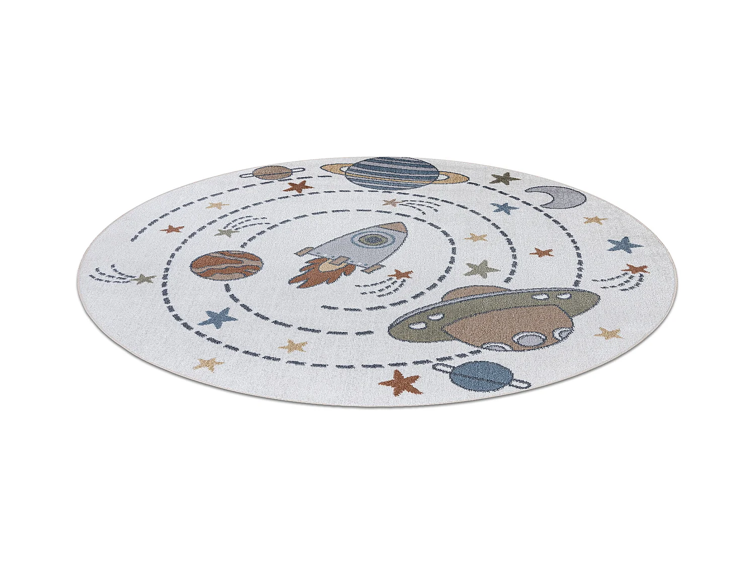 Tapis BONO 8288 cercle Espace, planètes crème / anthracite cercle 200 cm