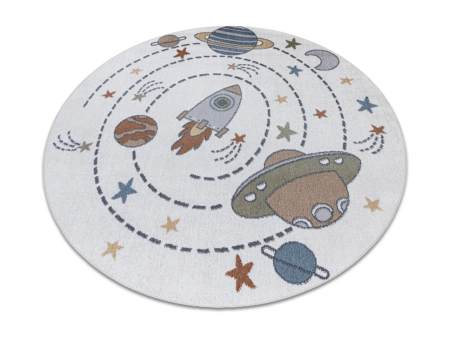 Tapis BONO 8288 cercle Espace, planètes crème / anthracite cercle 200 cm
