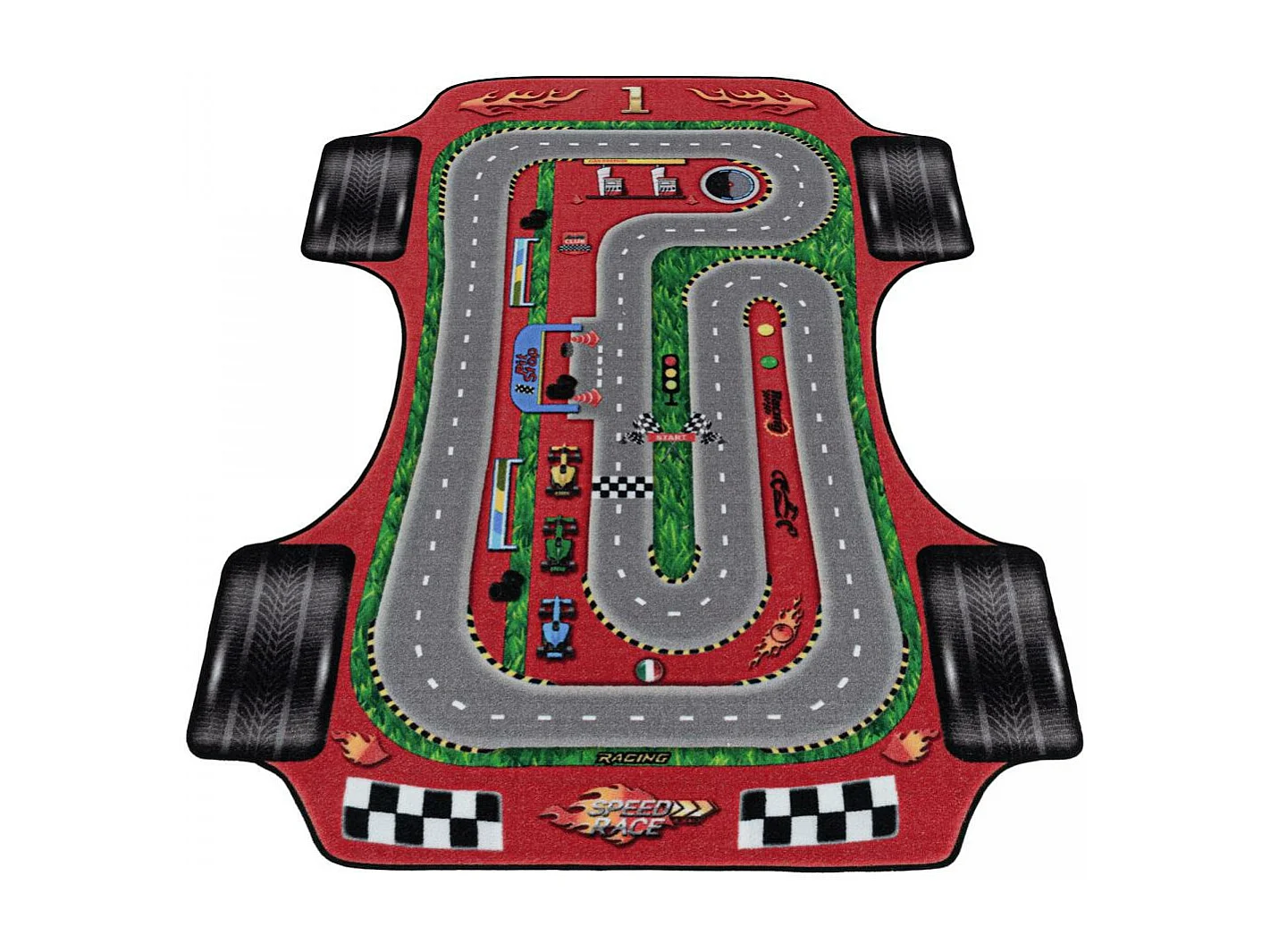 Tapis enfant 160x230 Lavable 30° CIRPLAN rouge et gris