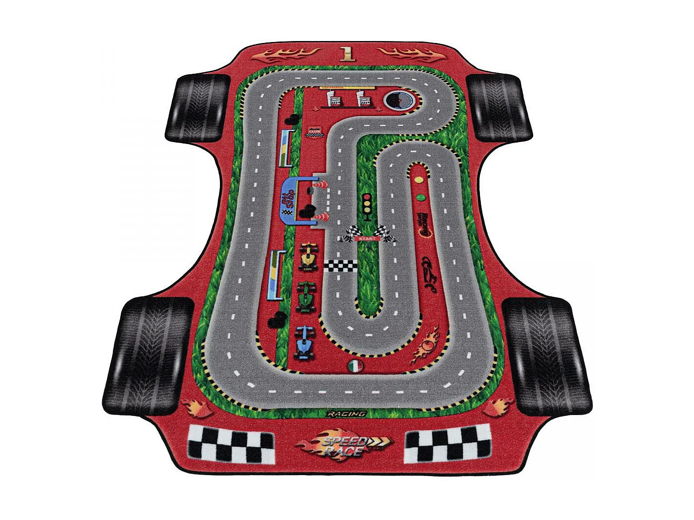 Tapis enfant 160x230 Lavable 30° CIRPLAN rouge et gris