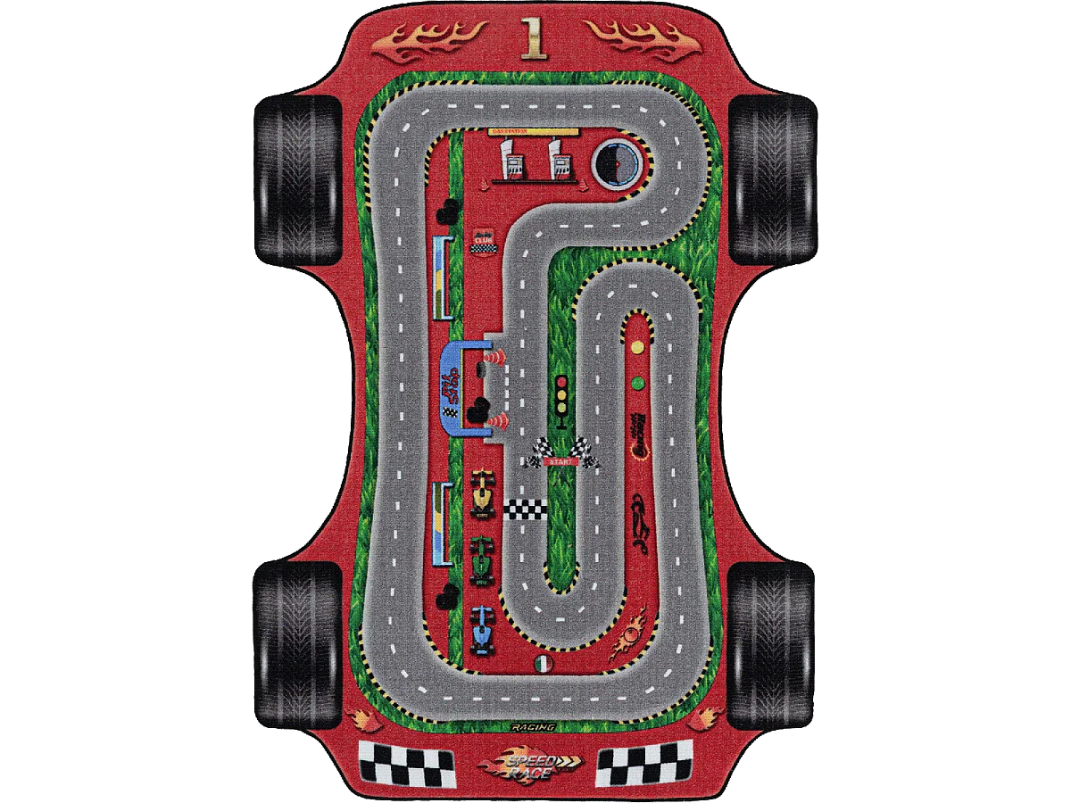 Tapis enfant 160x230 Lavable 30° CIRPLAN rouge et gris