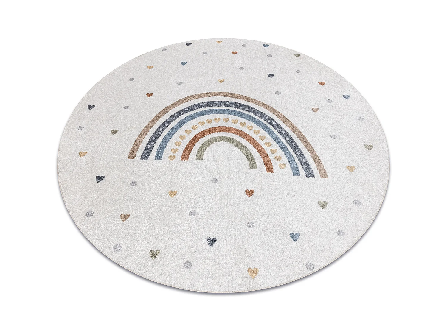Tapis BONO 8302 cercle Arc-en-ciel, coeurs crème / marron cercle 200 cm