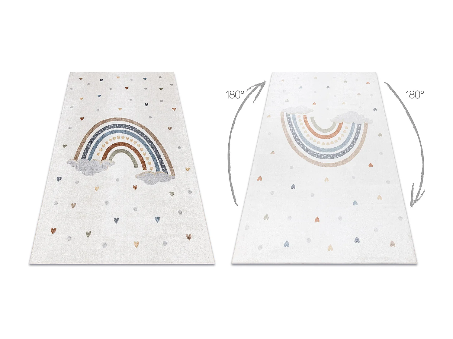 Tapis BONO 724 ARC-EN-CIEL, COEUR crème / gris clair 180x270 cm