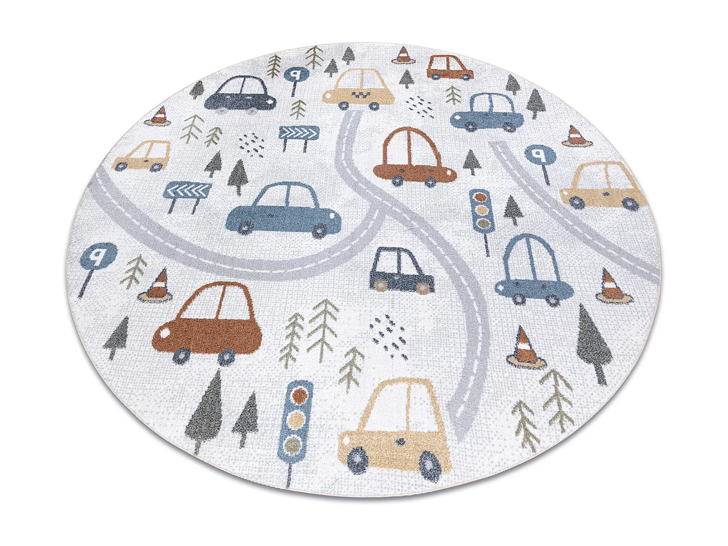 Tapis BONO 8436 cercle Voitures, rue crème / gris clair cercle 160 cm