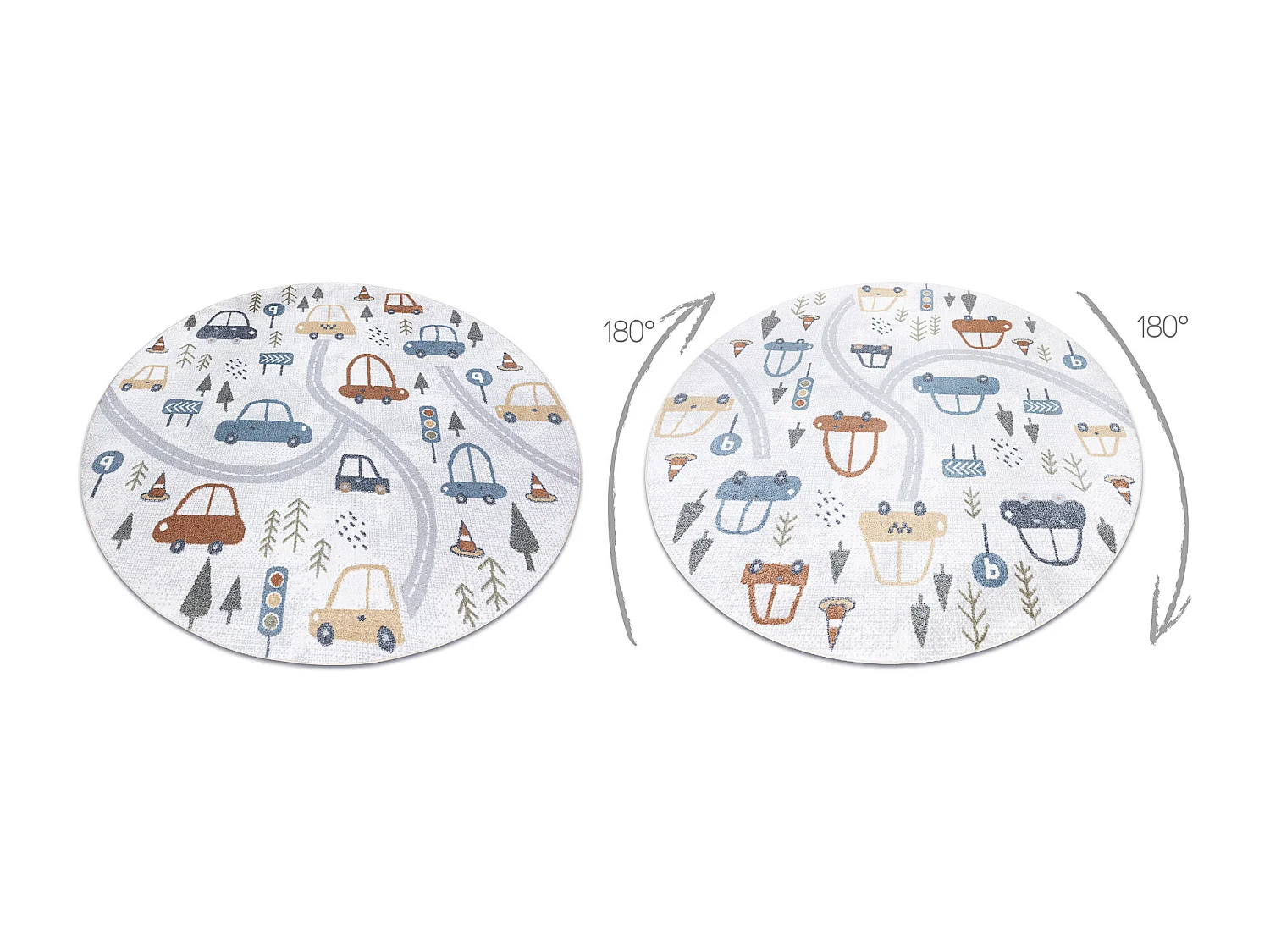 Tapis BONO 8436 cercle Voitures, rue crème / gris clair cercle 160 cm