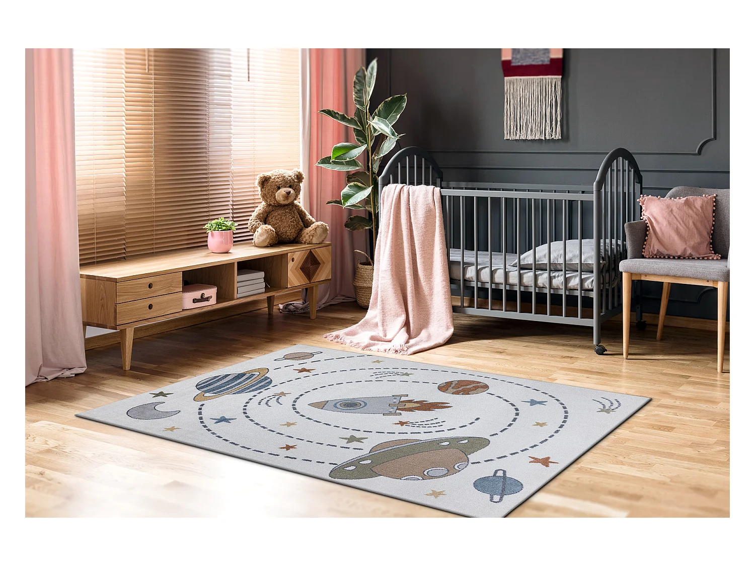 Tapis BONO 8288 Espace, planètes crème / anthracite 140x190 cm