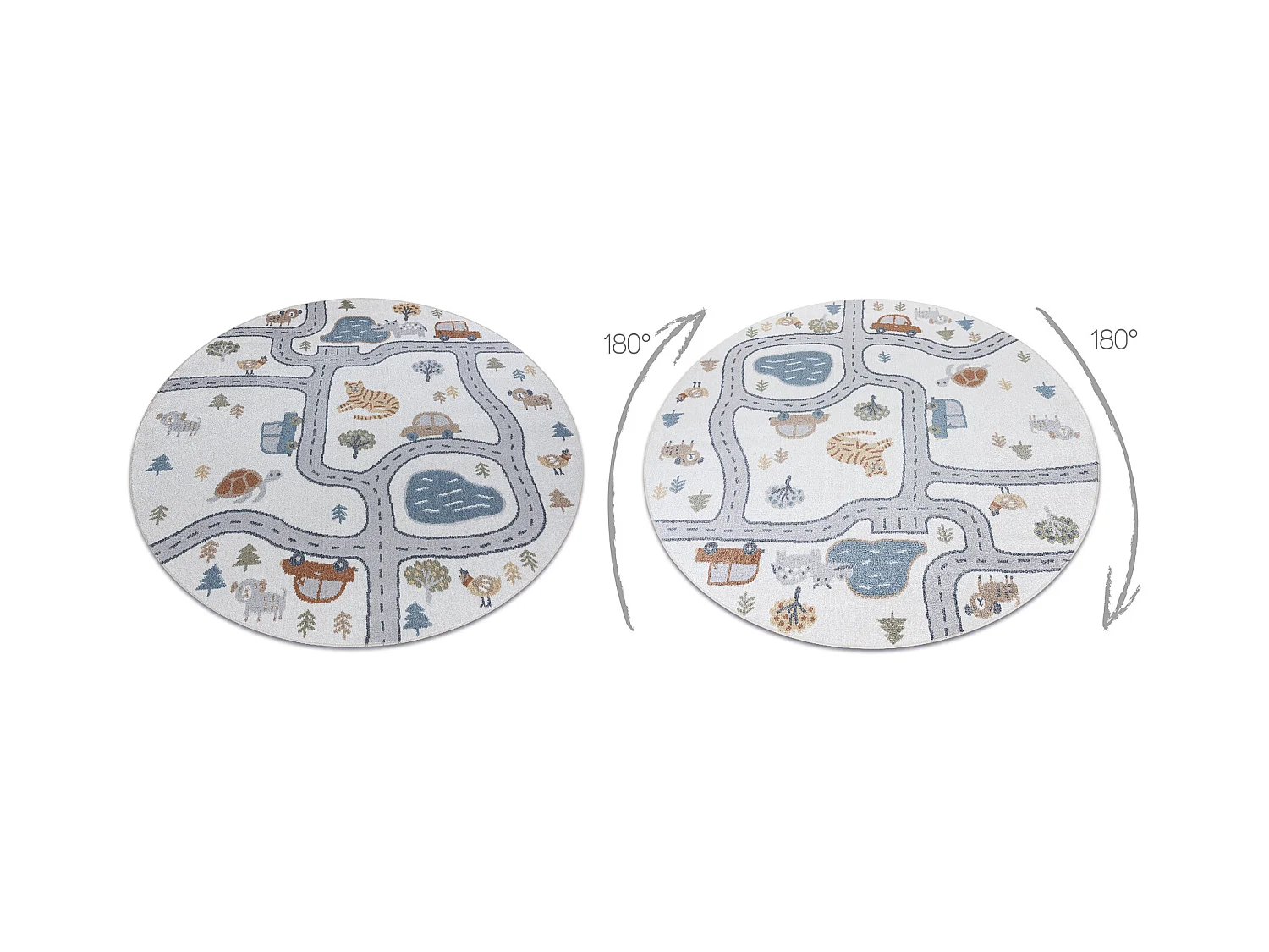 Tapis BONO 8283 cercle Rue, animaux crème / gris clair cercle 200 cm