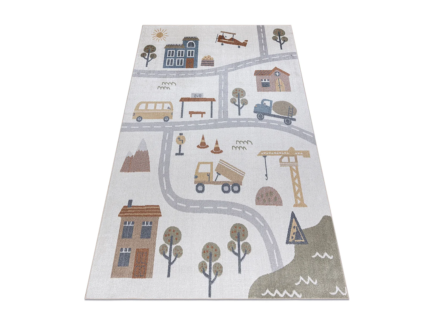 Teppich BONO 9207 Straßen, Stadt, Baustelle Creme / hellgrau 160x220 cm