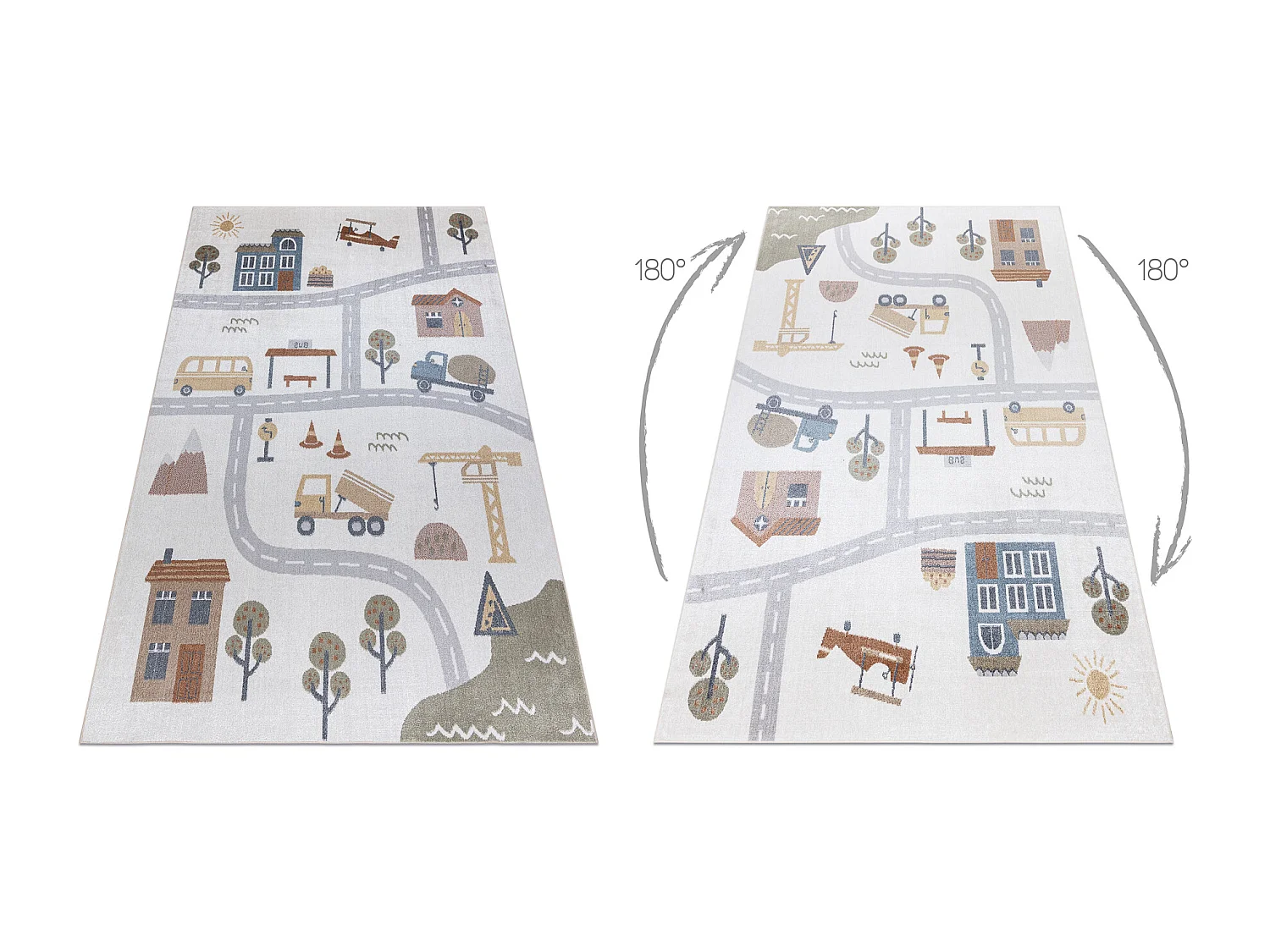 Tapis BONO 9207 des rues, ville, chantier de construction crème / gri 180x270 cm