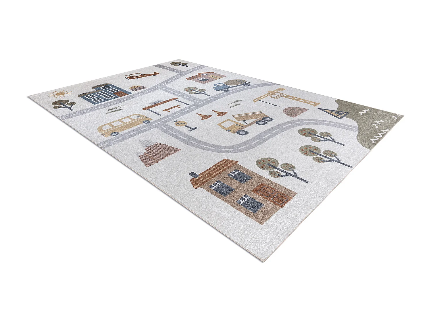 Tapis BONO 9207 des rues, ville, chantier de construction crème / gri 180x270 cm