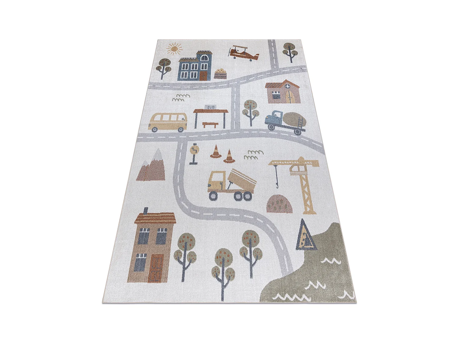 Tapis BONO 9207 des rues, ville, chantier de construction crème / gri 180x270 cm