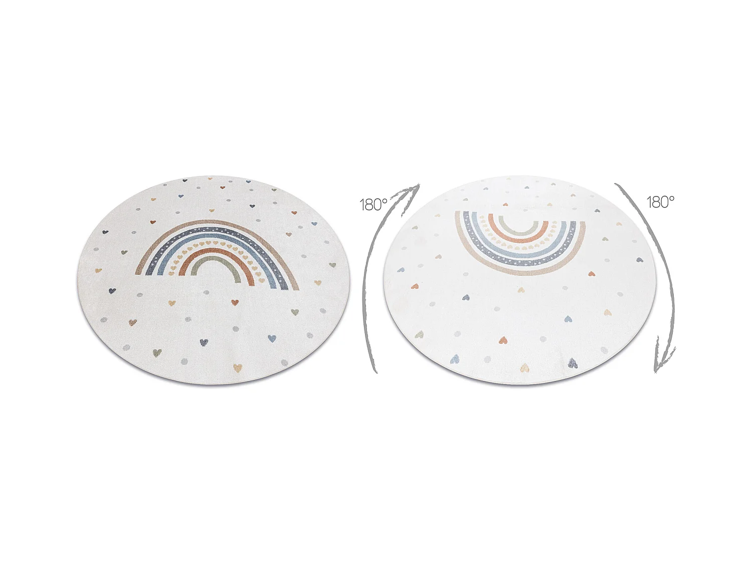 Teppich BONO 8302 Kreis Regenbogen, Herzen creme/braun cercle 160 cm