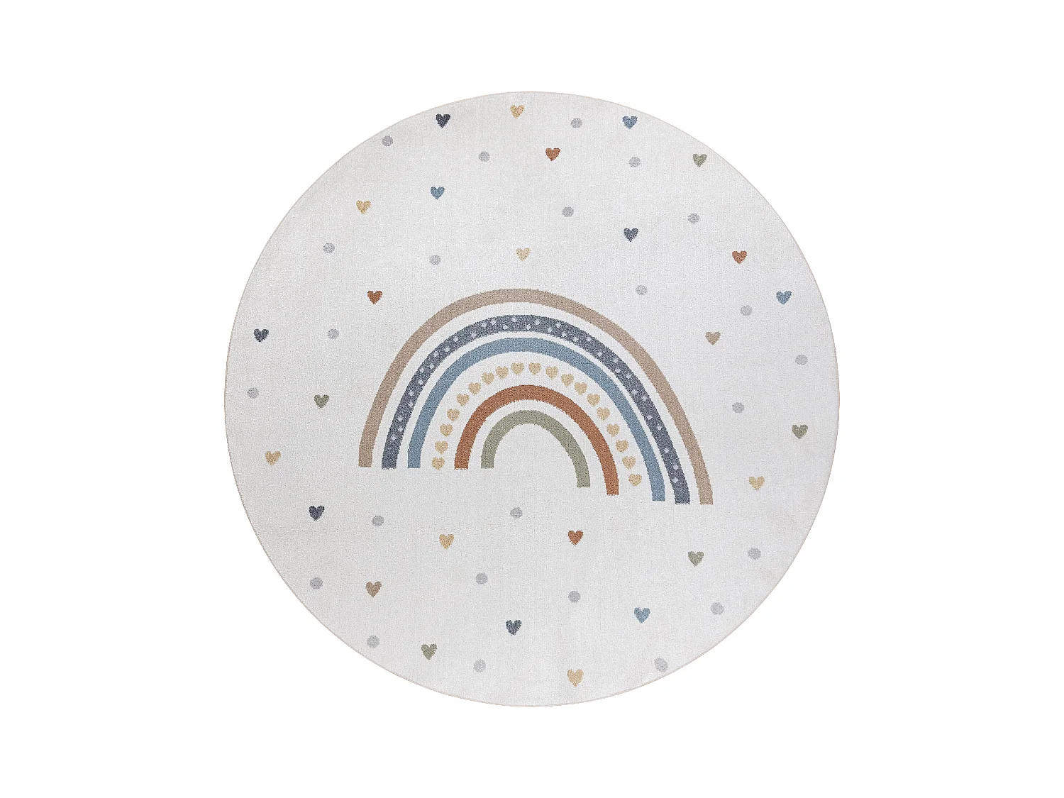Teppich BONO 8302 Kreis Regenbogen, Herzen creme/braun cercle 160 cm