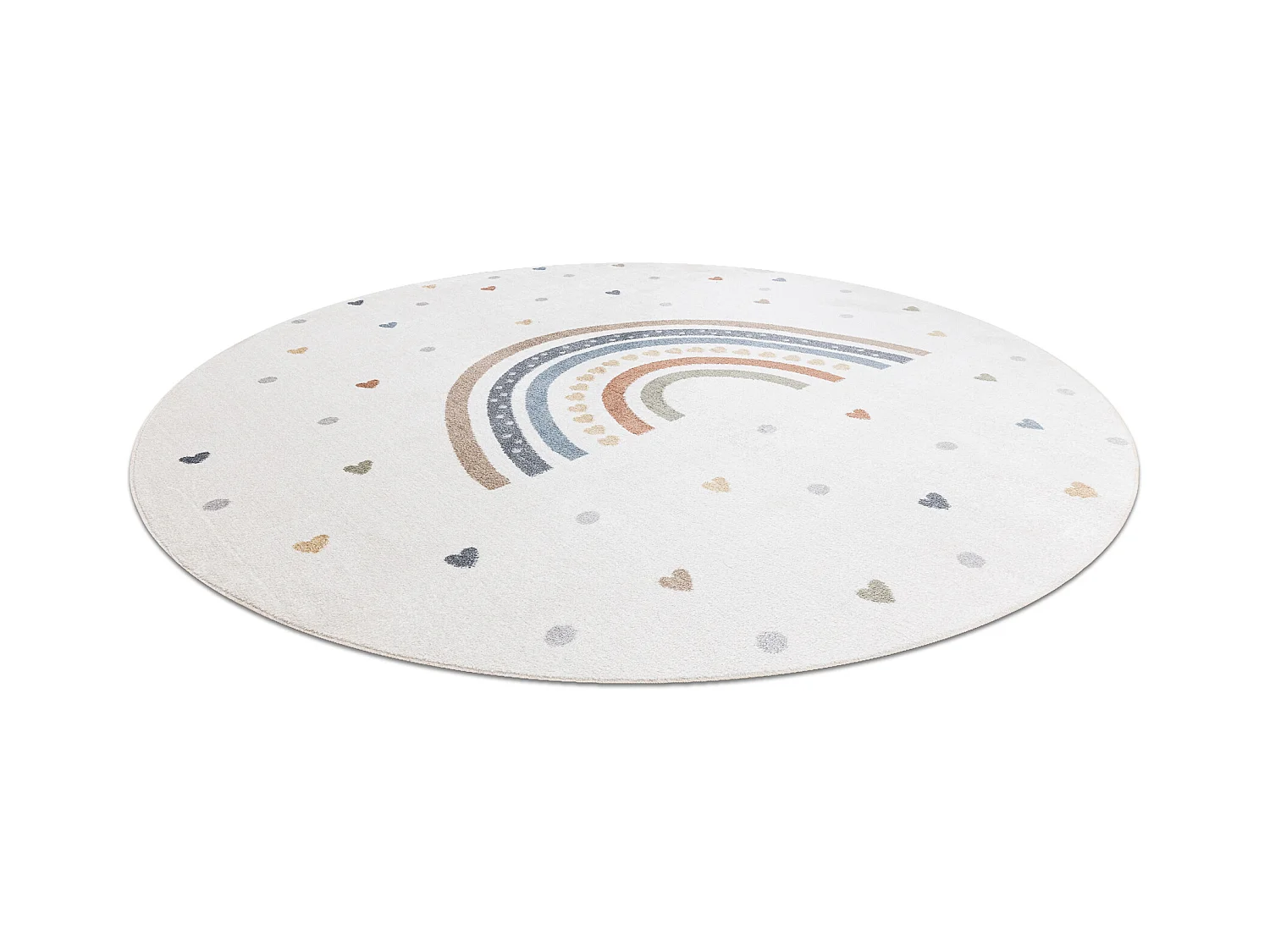 Teppich BONO 8302 Kreis Regenbogen, Herzen creme/braun cercle 160 cm