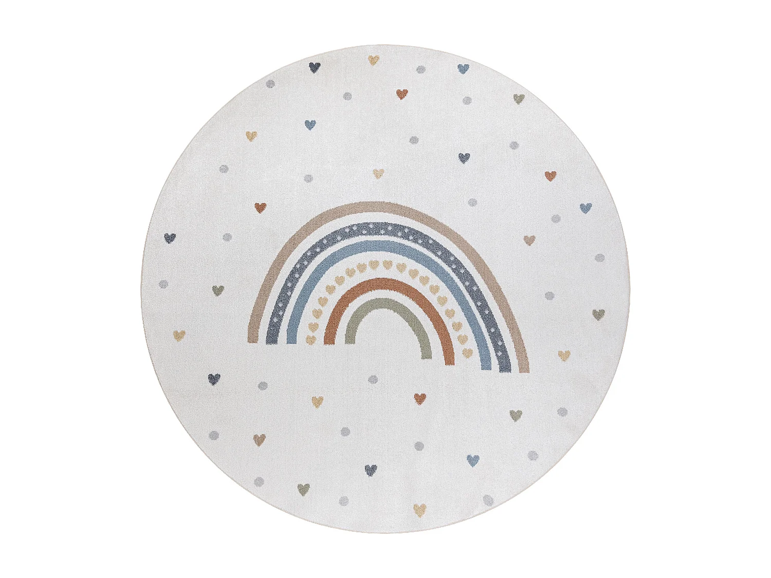 Tapis BONO 8302 cercle Arc-en-ciel, coeurs crème / marron cercle 160 cm