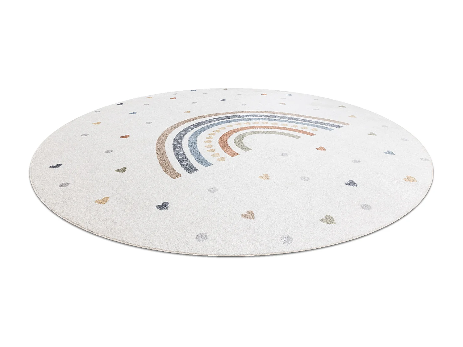 Tapis BONO 8302 cercle Arc-en-ciel, coeurs crème / marron cercle 160 cm