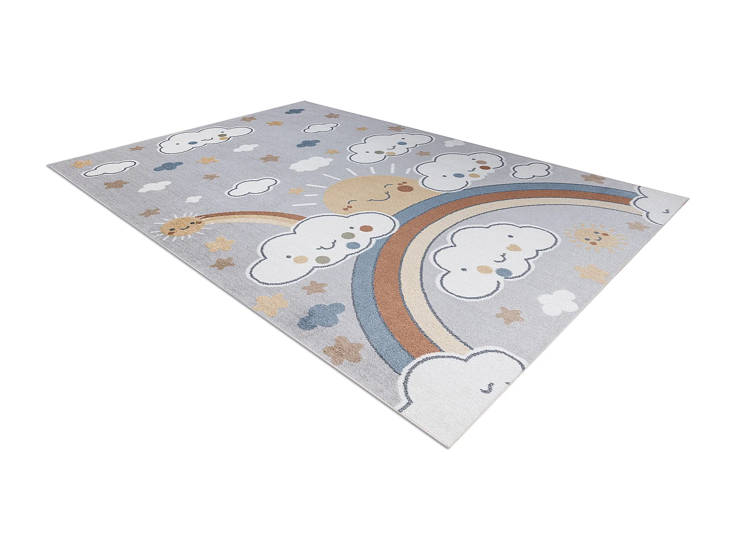 Tapis BONO 8437 Des nuages, ciel, gris clair / crème 140x190 cm