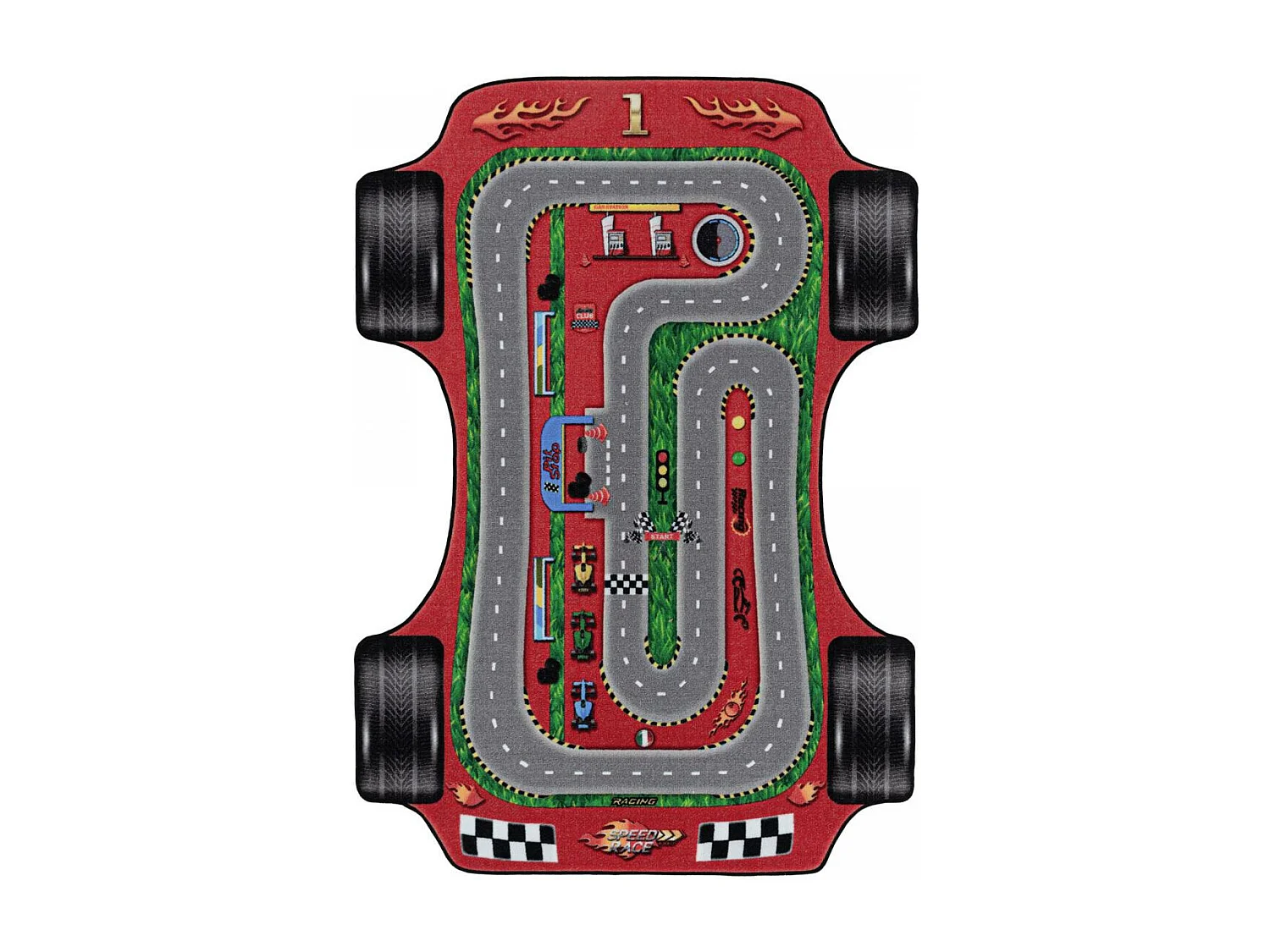 Tapis enfant 140x200 Lavable 30° CIRPLAN rouge et gris