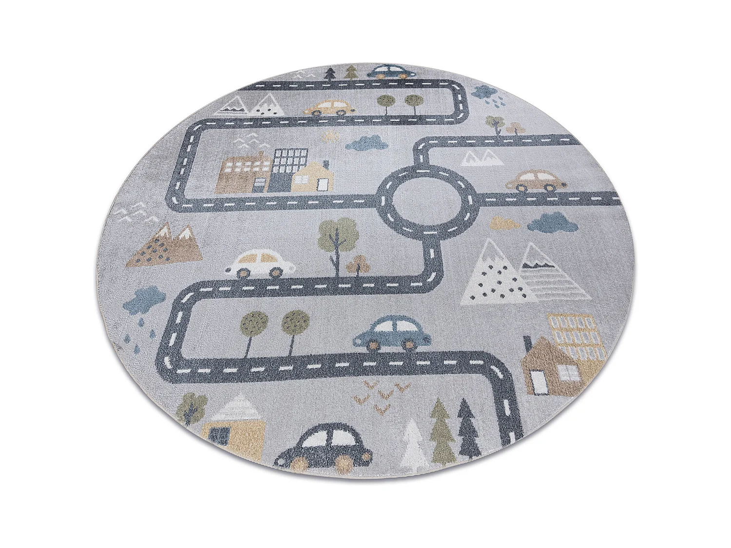 Tapis BONO 726 cercle rue, ville gris clair/crème cercle 120 cm