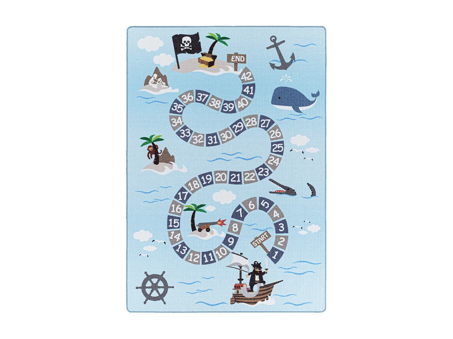 Tapis enfant 160x230 Lavable 30° TRESORS bleu