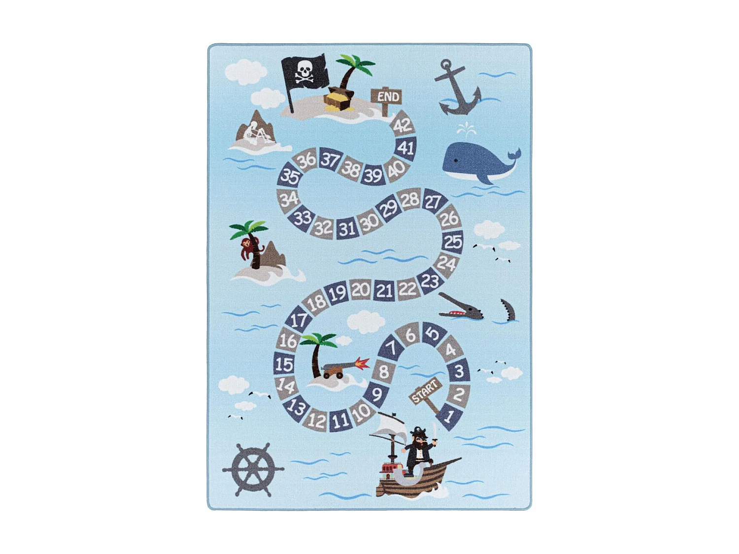 Tappeto per bambini 160x230 Lavabile 30° TRESORS blu