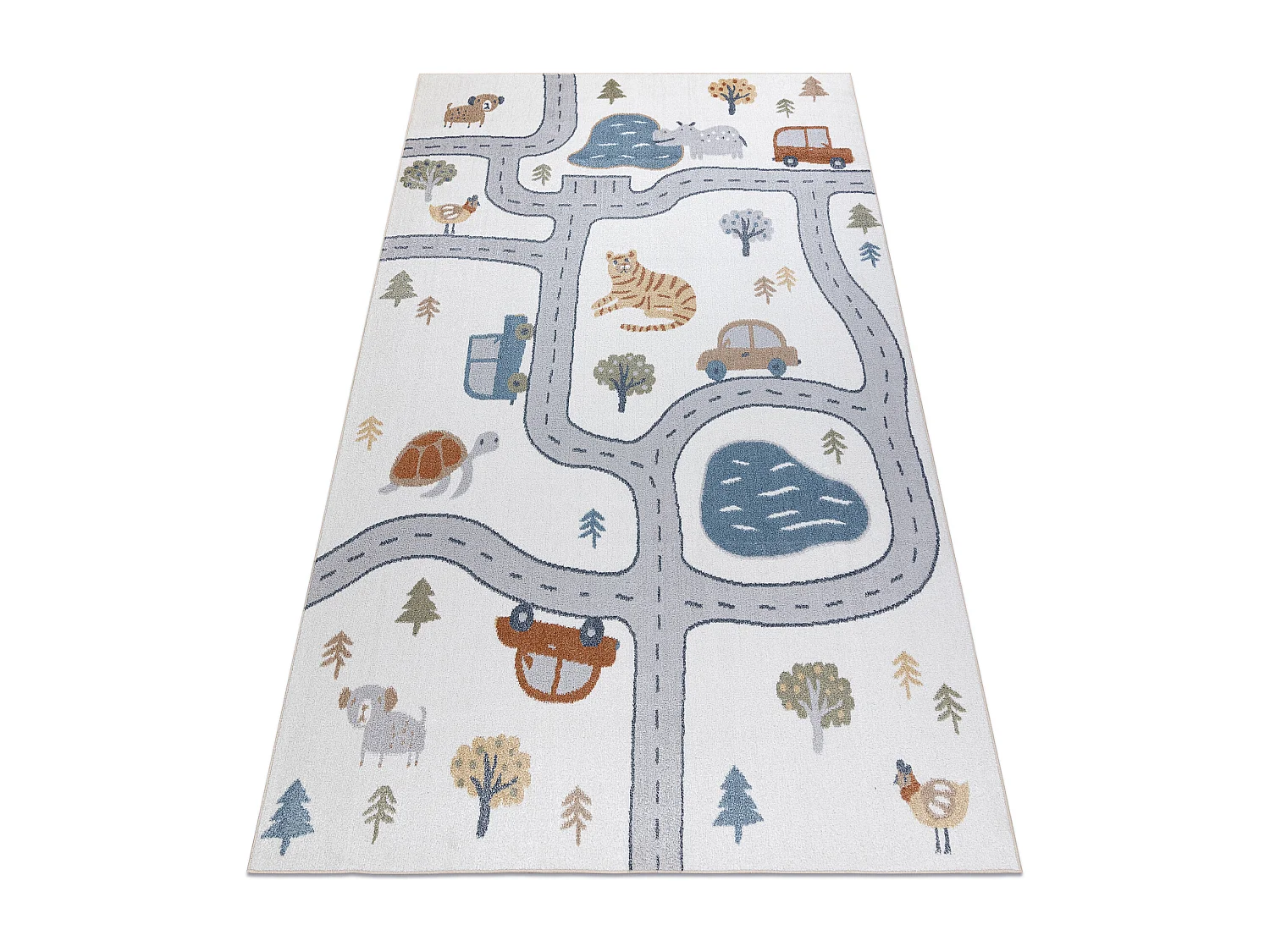 Tapijt BONO 8283 Straat, dieren crème/lichtgrijs 140x190 cm