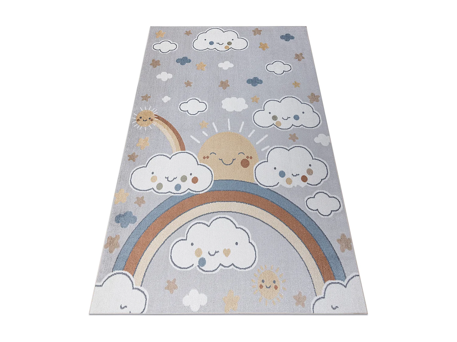Teppich BONO 8437 Wolken, Himmel, hellgrau / Creme 80x150 cm