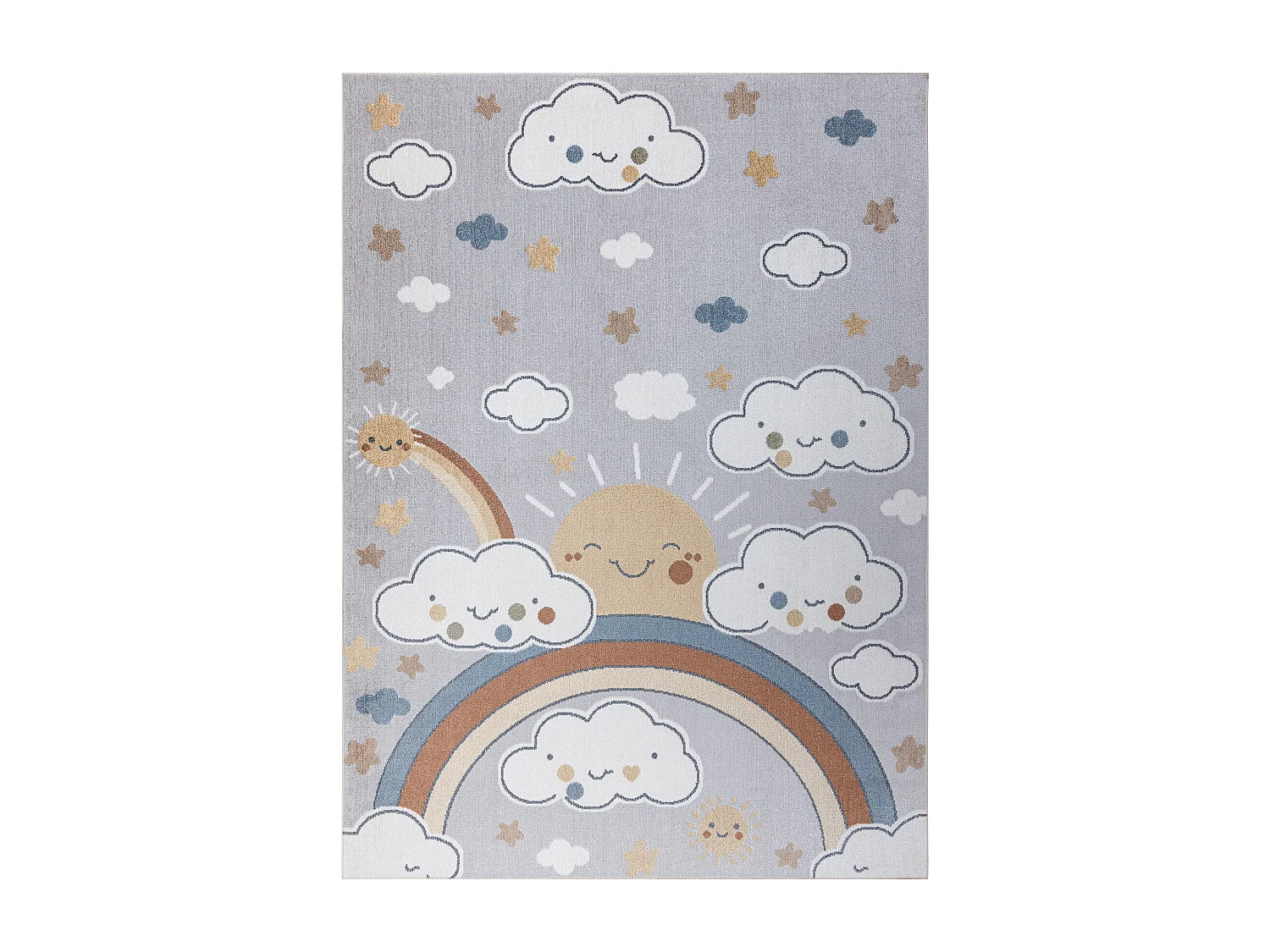 Teppich BONO 8437 Wolken, Himmel, hellgrau / Creme 80x150 cm