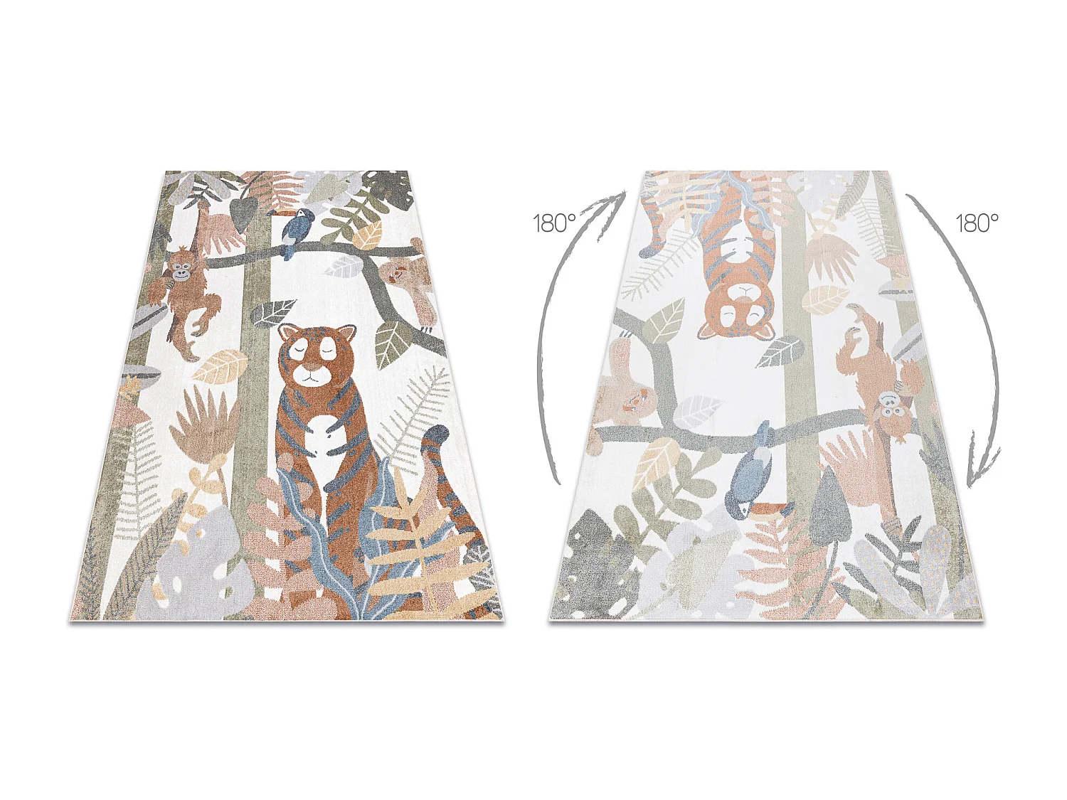 Tapis BONO 8426 Jungle, animaux sauvages crème / or foncé 80x150 cm