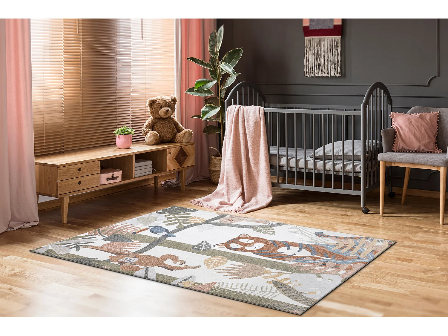 Tapis BONO 8426 Jungle, animaux sauvages crème / or foncé 80x150 cm