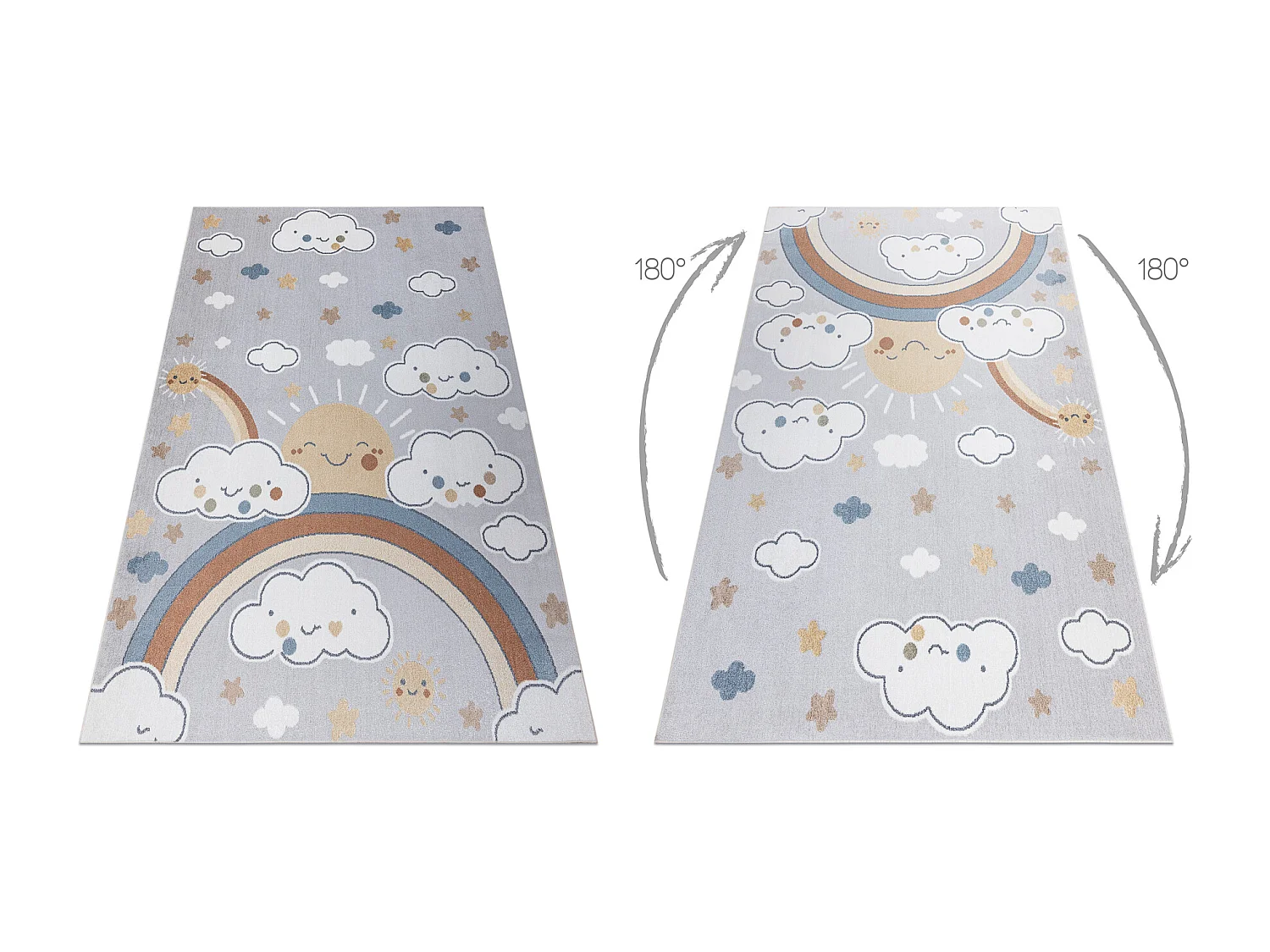 Tappeto BONO 8437 Nuvole, cielo, grigio chiaro / crema 280x370 cm