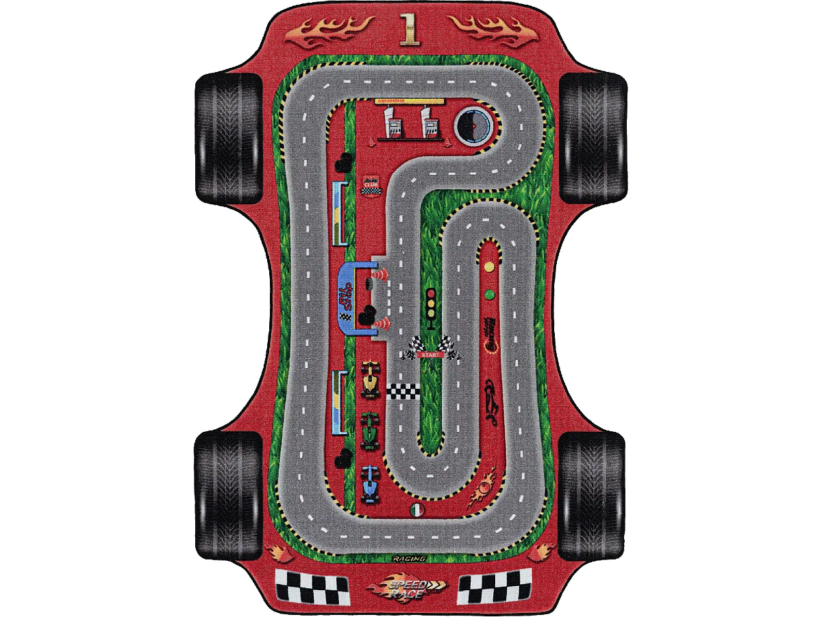 Tapis enfant 120x170 Lavable 30° CIRPLAN rouge et gris