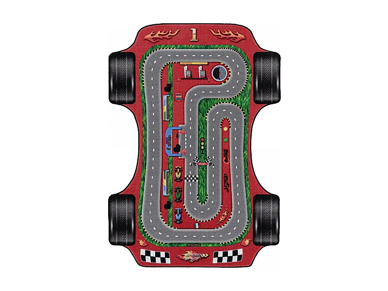 Tapis enfant 120x170 Lavable 30° CIRPLAN rouge et gris