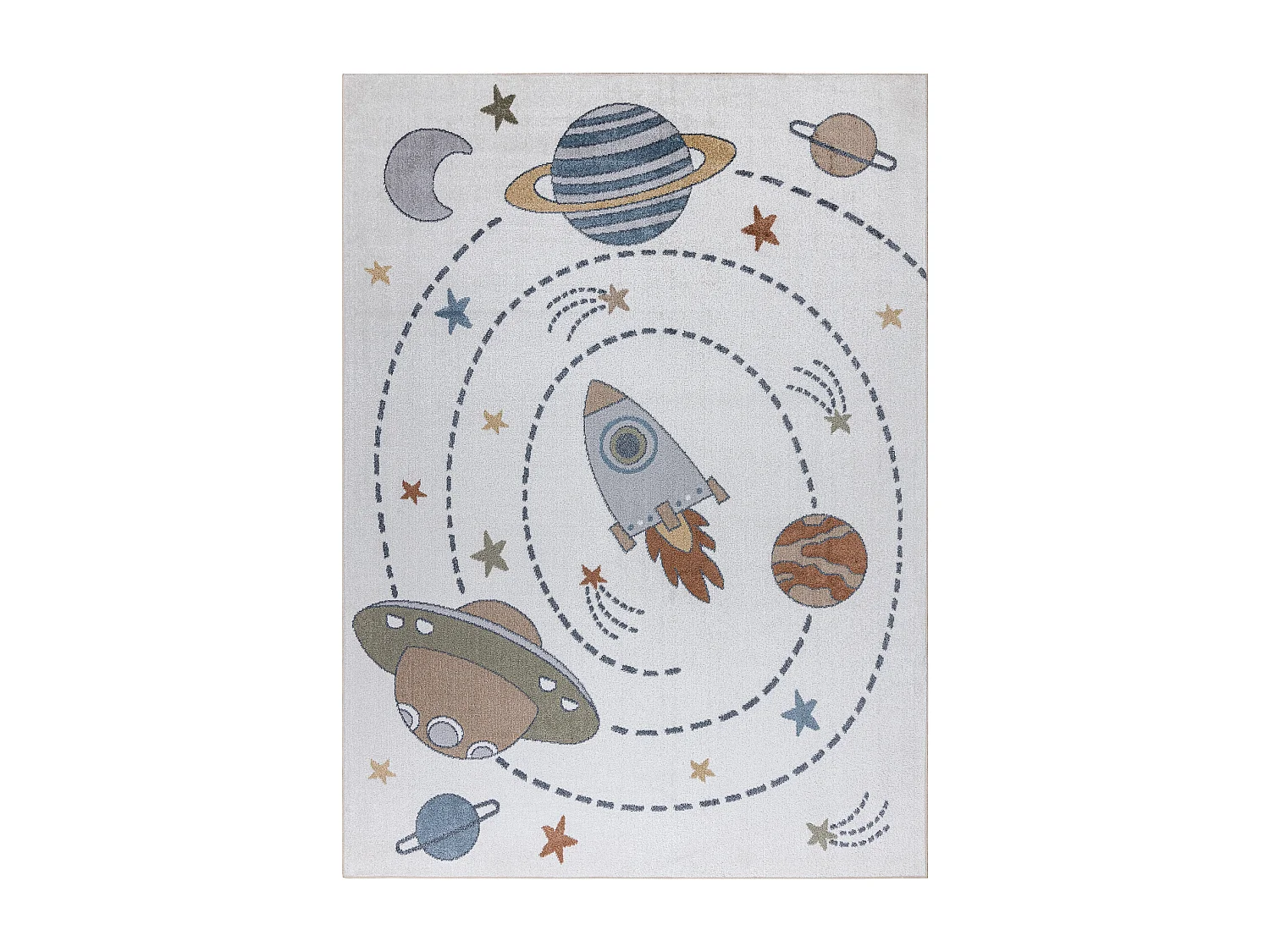 Tappeto BONO 8288 Spazio, pianeti crema/antracite 80x150 cm